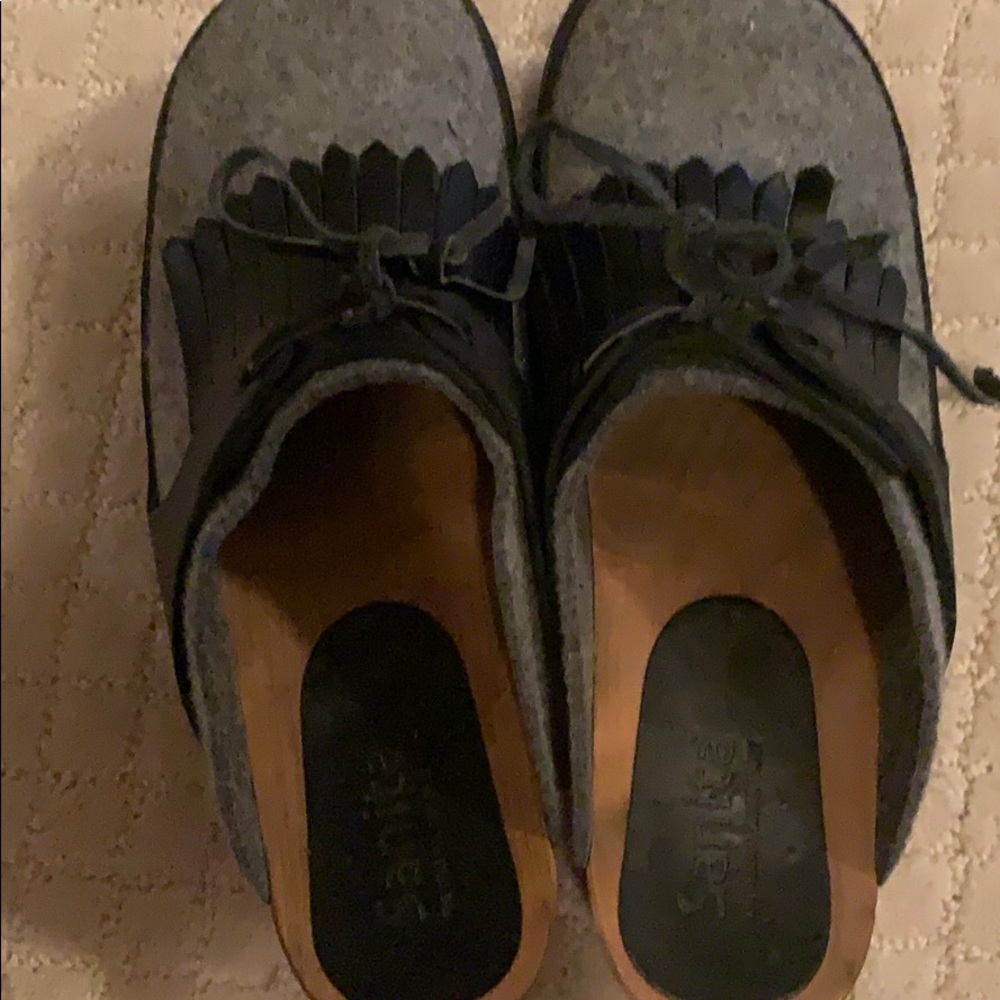 Sanita Clogs size 38 wood, leather, felt